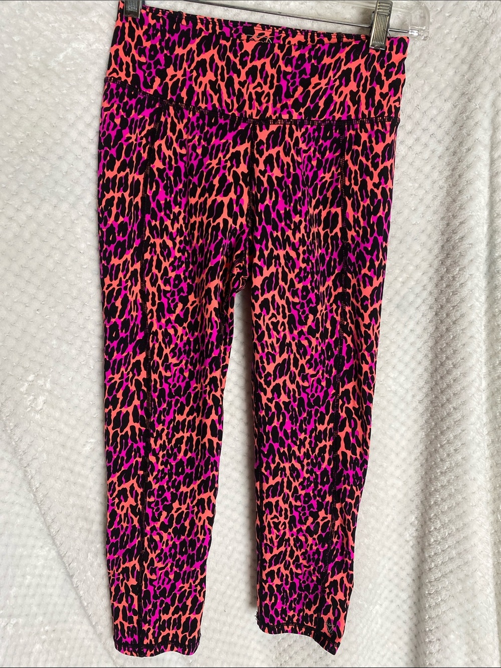 Betsey Johnson Performance Neon Pink and Orange Leopard Print Leggings